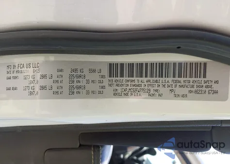 2015 Jeep Cherokee Latitude Altitude z USA, uszkodzony, nr VIN 1C4PJMCS2FW775129